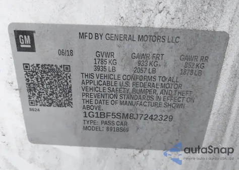 2018 Chevrolet Cruze Premier Auto из США, поврежденный, VIN 1G1BF5SM8J7242329